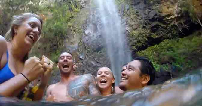 Under a Waterfall